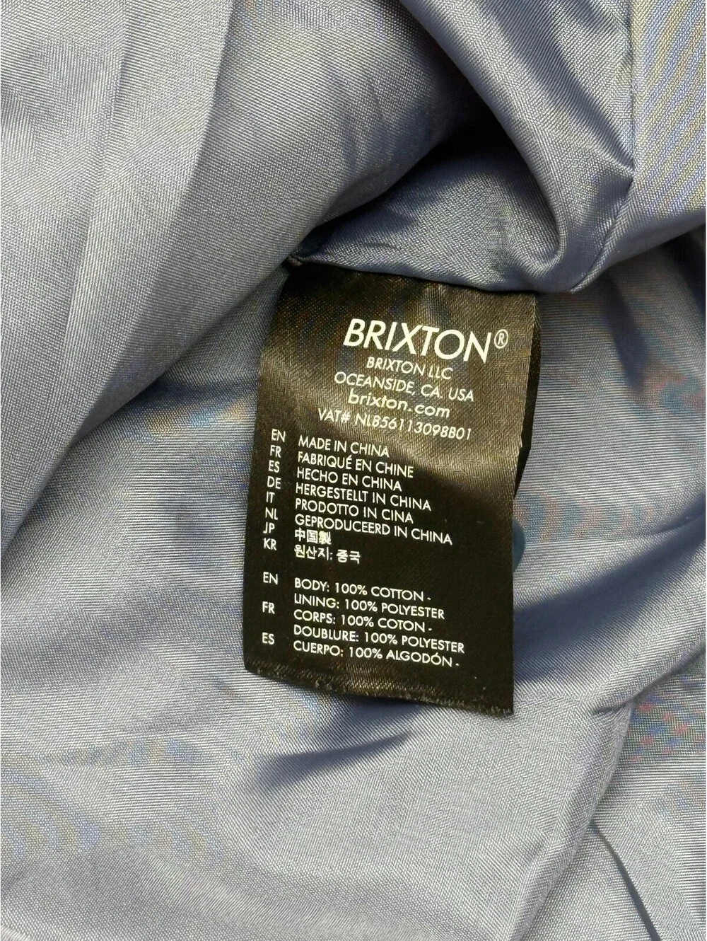 Brixton Utopia Corduroy Jacket Blue Janitor Logo - Large